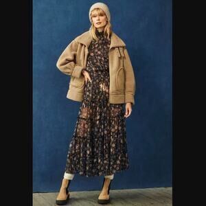 Anthropologie LaBiz Relaxed Sherpa Moto Jacket - New XL